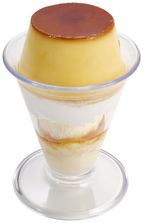 スシロー クラシックプリンパフェ 昭和レトロ かため食感 カスタードプリン ミルクアイス